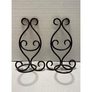 2Brown Wrought Iron Scroll Home Decor Wall Sconce Planter Pint Jar Candle Holder